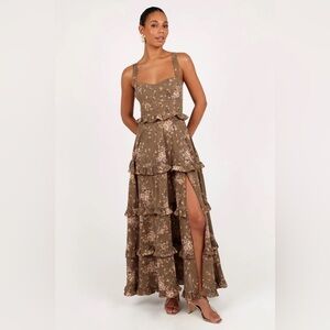 Petal + Pup Lillee Tiered Maxi Dress Olive